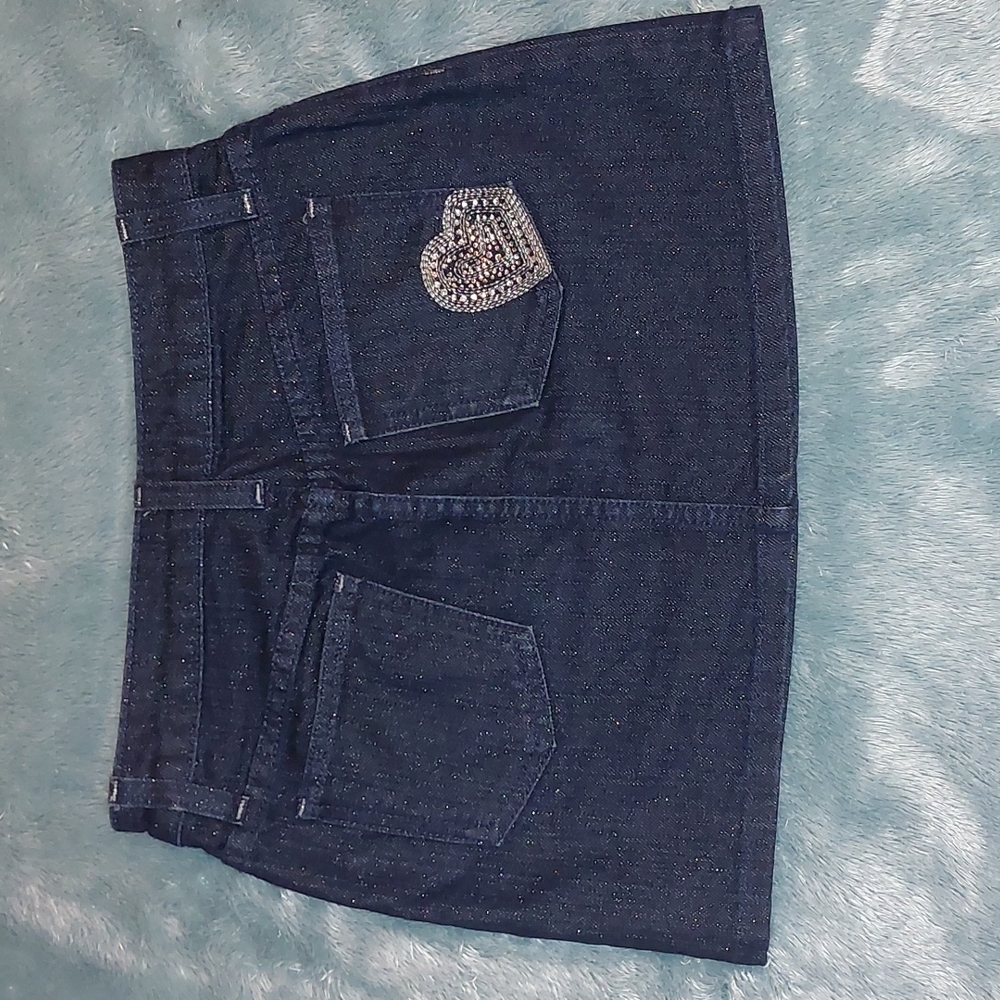 Juicy Couture dark denim sparkle girls mini shirt size 12